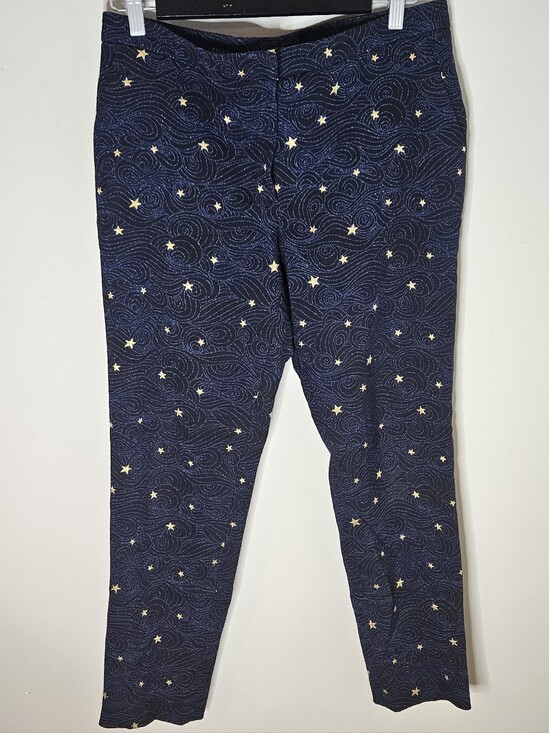 Escada Pants - Escada Star Trouser Pants Navy Blue Embroidered Tapered Leg 40 Women's 10